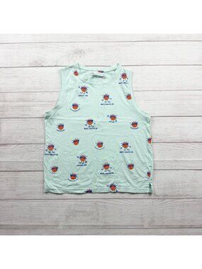 Zara Kids Graphic Mint Tank Top Sun Print Design 11-12